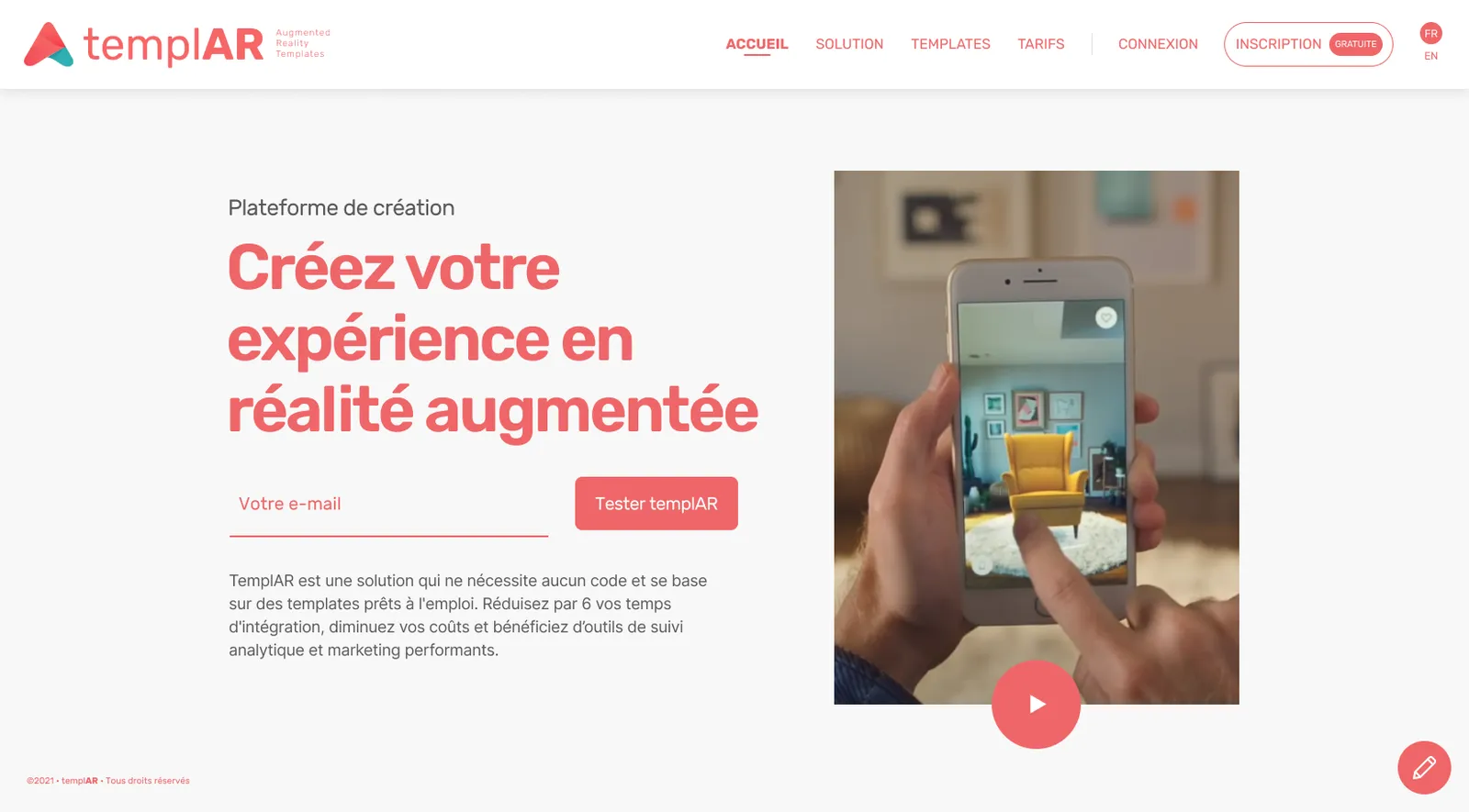 TemplAR, plateforme no-code de réalité augmentée