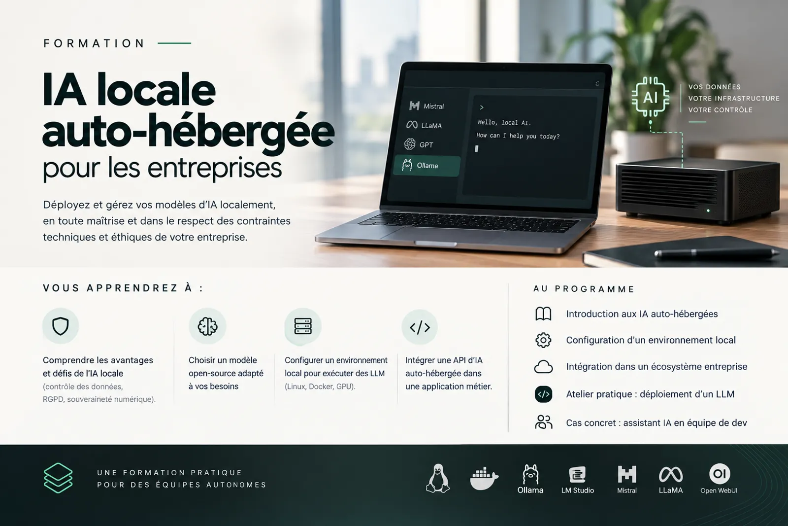 Formation IA locale auto-hébergée pour les entreprises